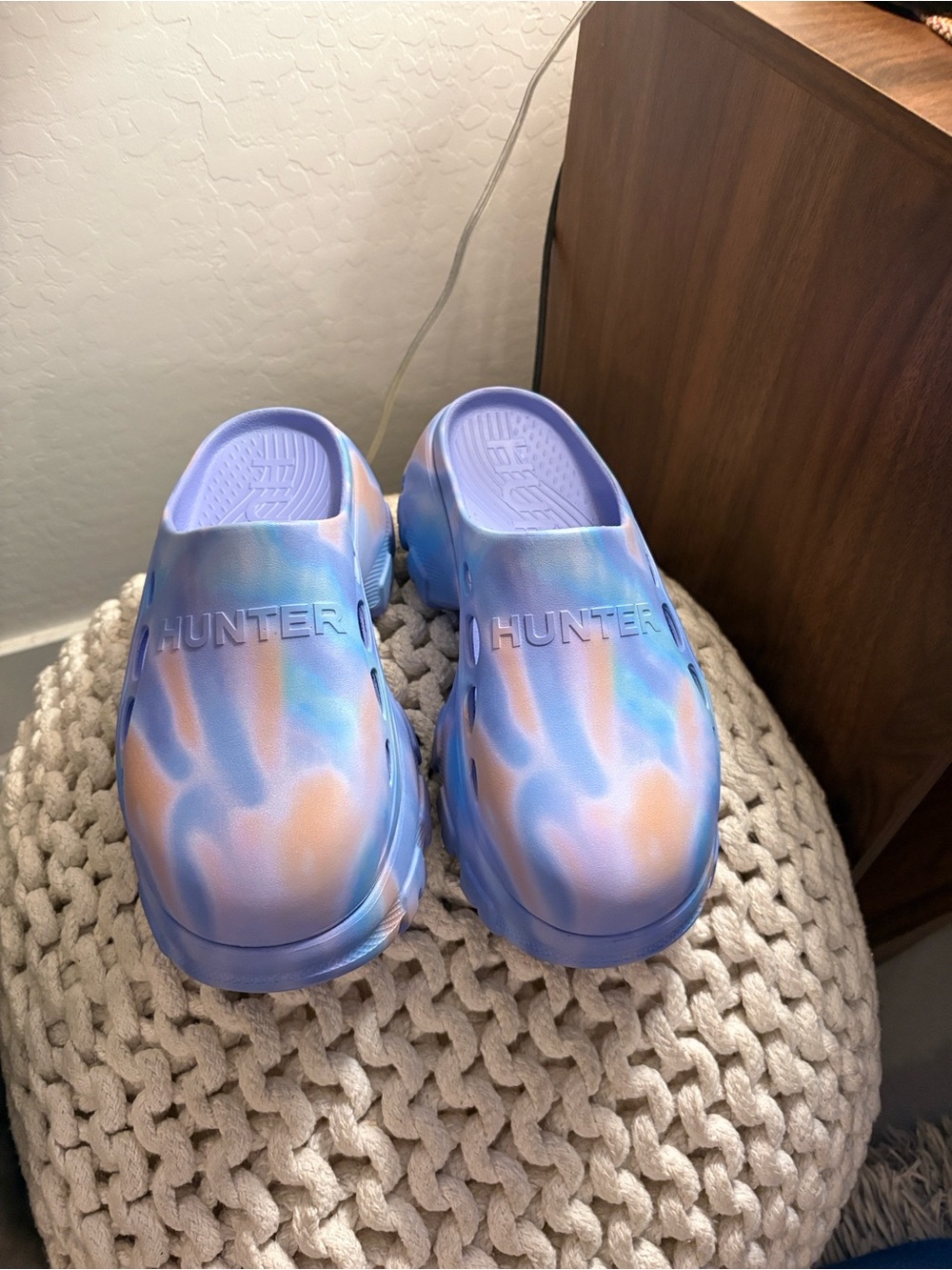 Hunter womens Tie-Dye Clog - Lavender & Peach Swirl